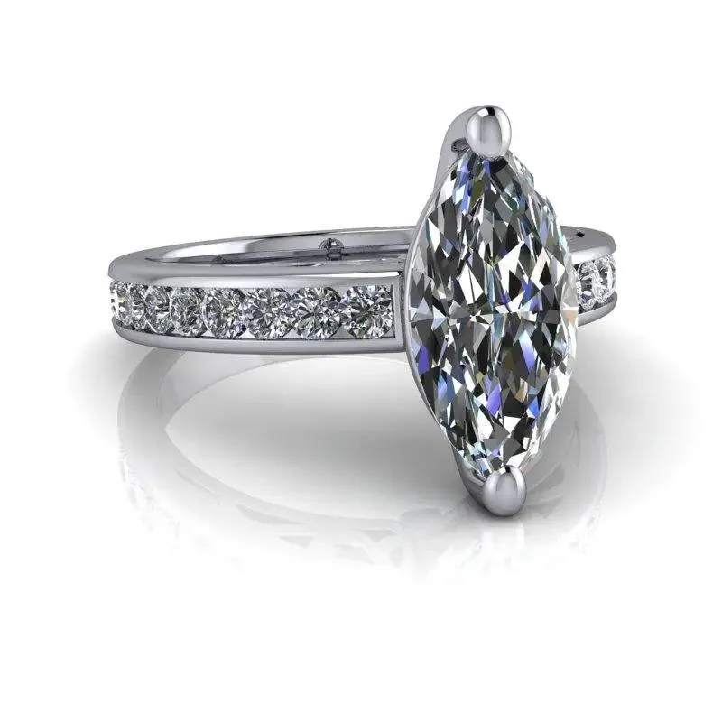 Marquise Cut Moissanite Ring, Channel Set 2.40 ctw