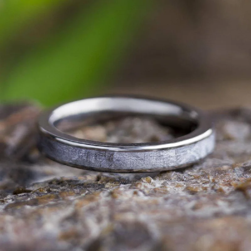 Titanium & Meteorite Wedding Band, 3mm Ring