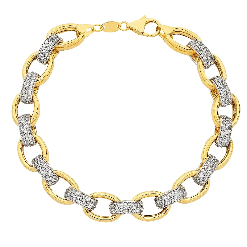 9ct Yellow Gold Silver Infused Belcher Bracelet