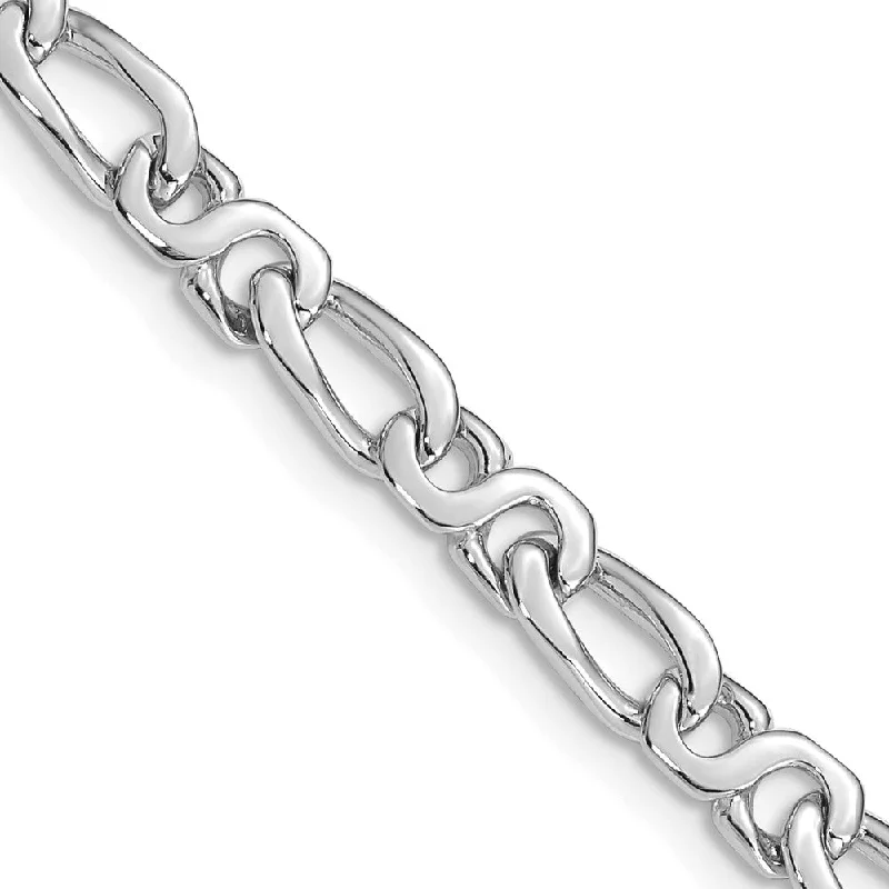 4.75mm 14K White Gold Modified Figaro Chain Bracelet