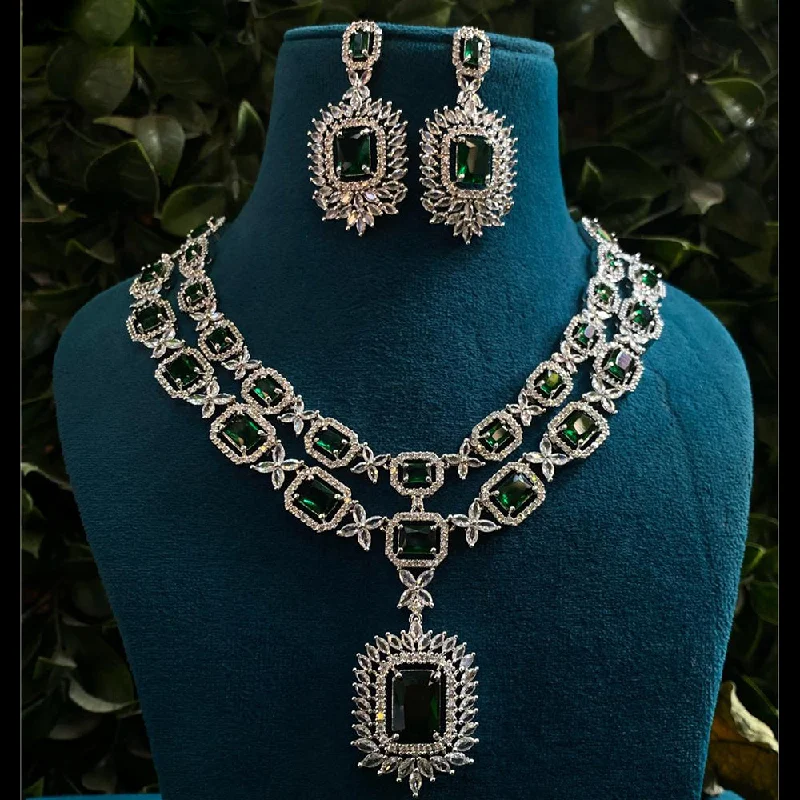 Royal Kundan Jewellery Silver Plated American Diamonds Necklace Set