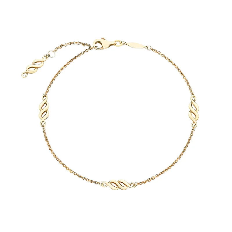 9ct Yellow Gold Silver Infused Cable Link 25cm Anklet