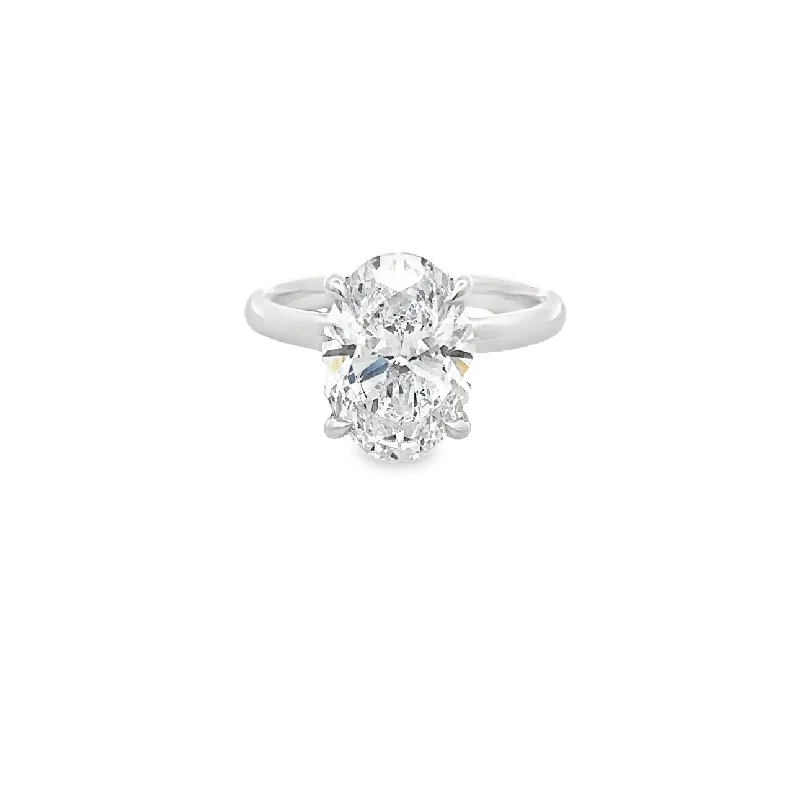 White 14 Karat Solitaire Round Cut Lab Grown Diamonds Engagement Ring