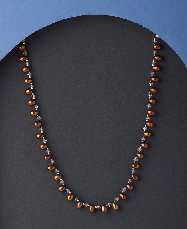 Graceful Brown Single line Pearl Necklace