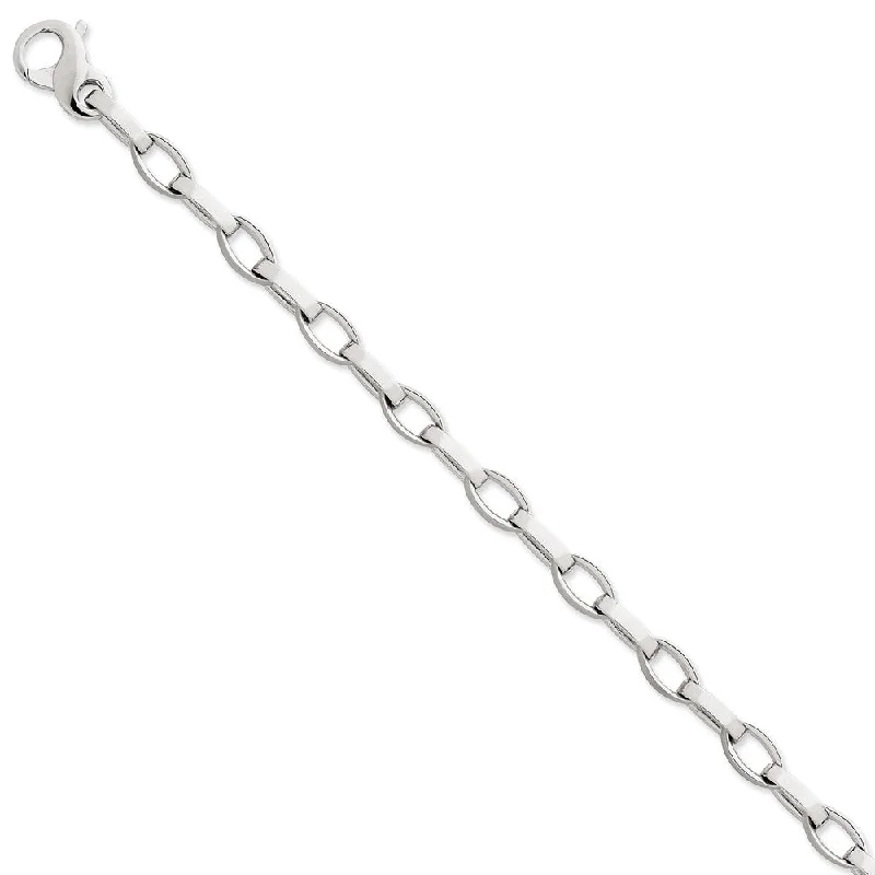 Men's 6.6mm 14k White Gold Polished & Satin Oval Link Chain Bracelet