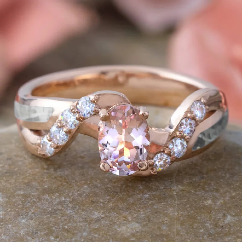 Unique Morganite Engagement Ring with Stardust