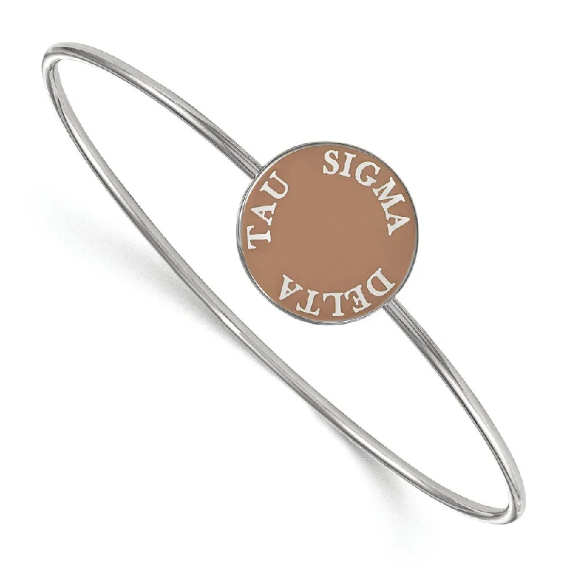 Sterling Silver Sigma Delta Tau Brown Enamel Bangle - 7 in.