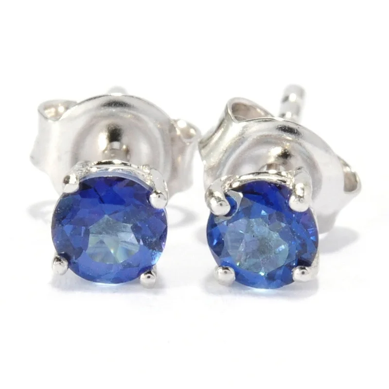 925 Sterling Silver Blue Tourmaline Topaz Gemstone Stud Earrings