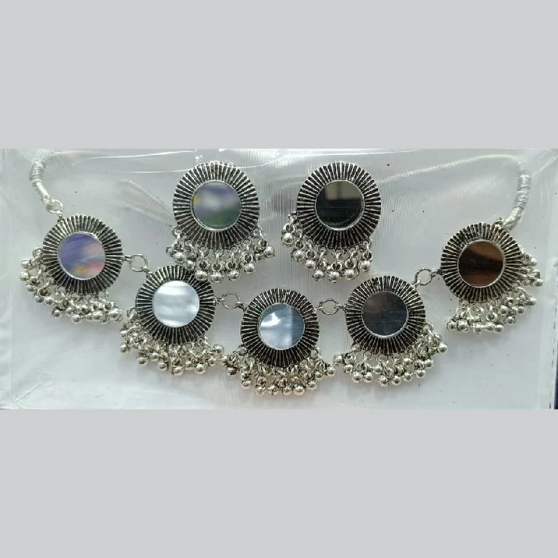 Manisha Jewellery Oxidised Plated Mirror And Ghungroo Choker Necklace Set