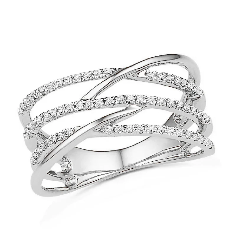 Diamond Criss Cross Ring, Rose Gold or Silver