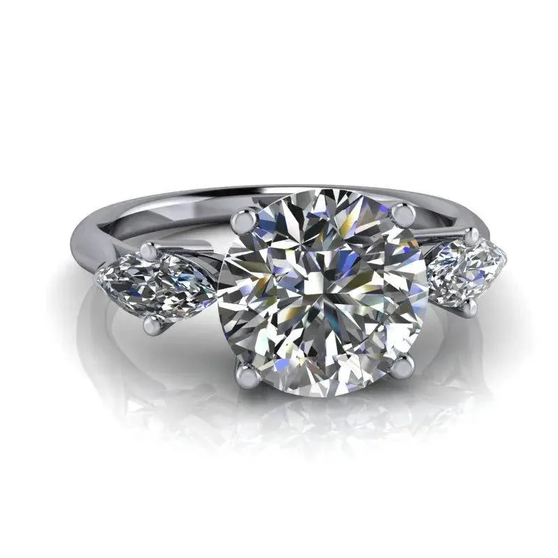 Moissanite Ring Three Stone 2.56 ctw