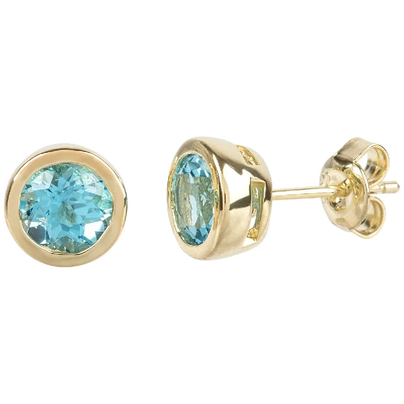 925 Sterling Silver Swiss Blue Topaz Earrings