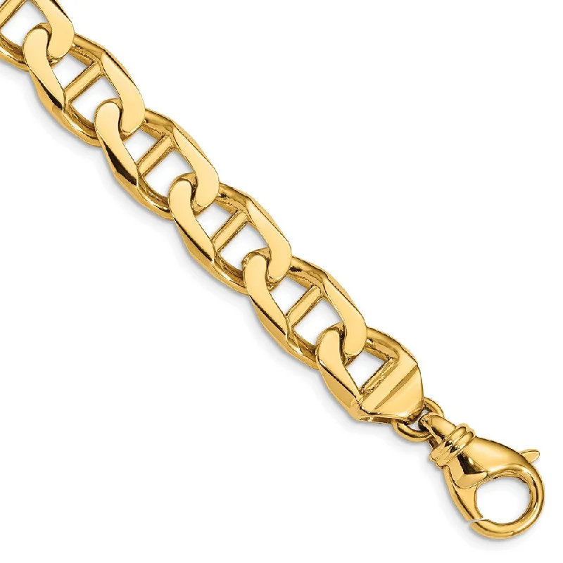 Men's 14k Yellow Gold, 11mm Anchor Link Chain Bracelet