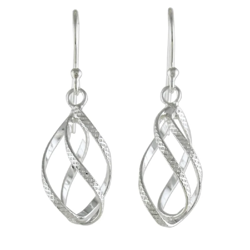 Handmade Elegant Helix Sterling Silver Earrings (Thailand) - 1.3L*0.4W