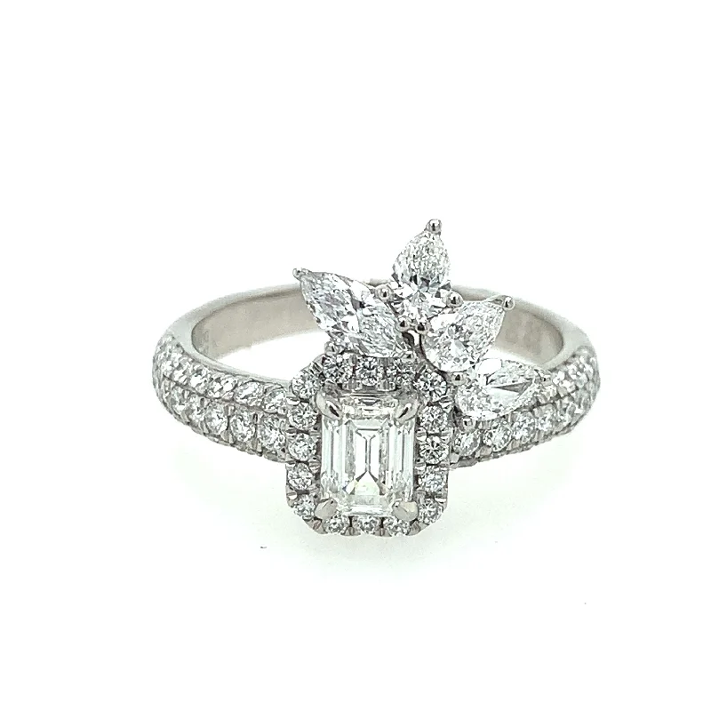 Platinum White Halo Engagement Ring