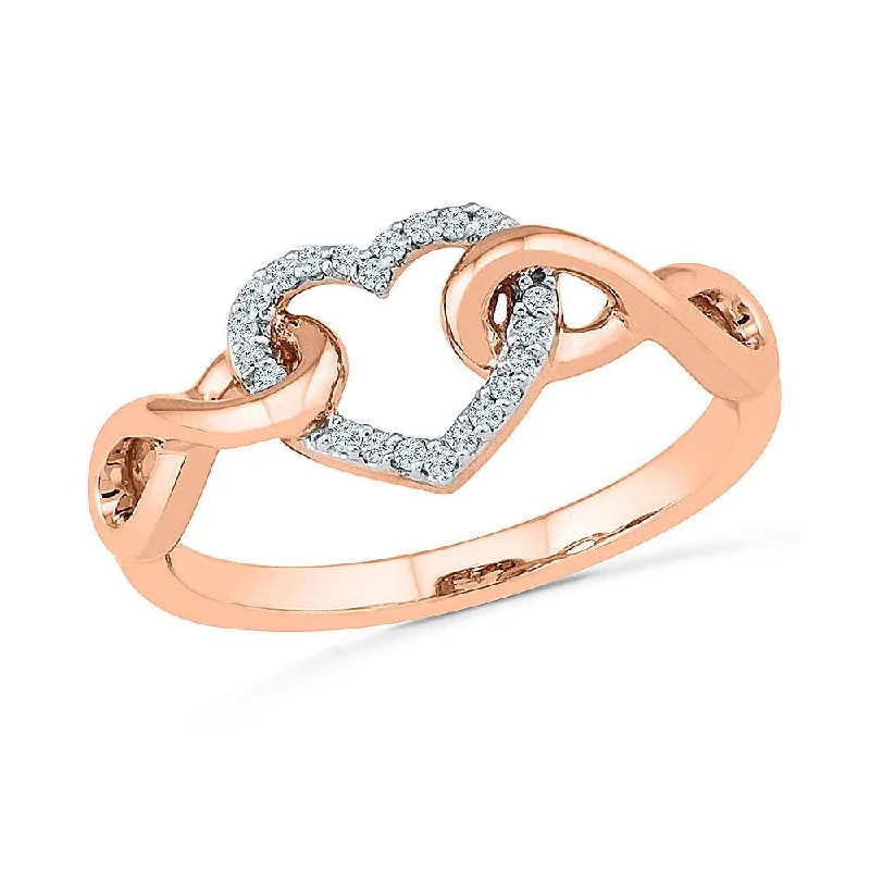 Interlocking Infinity Heart Ring with Diamonds