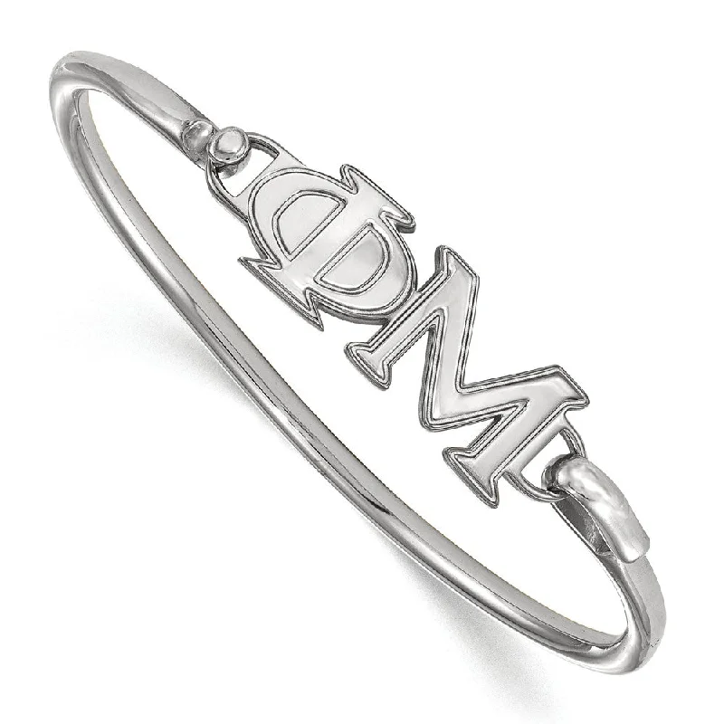 Sterling Silver Phi Mu Small Clasp Bangle - 7 in.