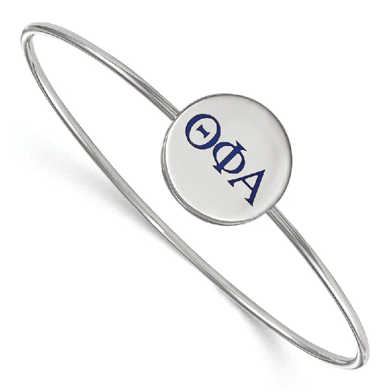 Sterling Silver Theta Phi Alpha Enamel Greek Letters Bangle - 7 in.