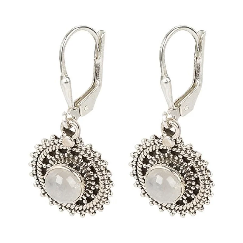 925 Sterling Silver Rainbow Moonstone Drop & Dangle Earrings