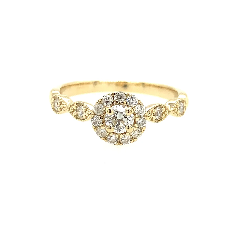 14 Karat White Halo Engagement Ring