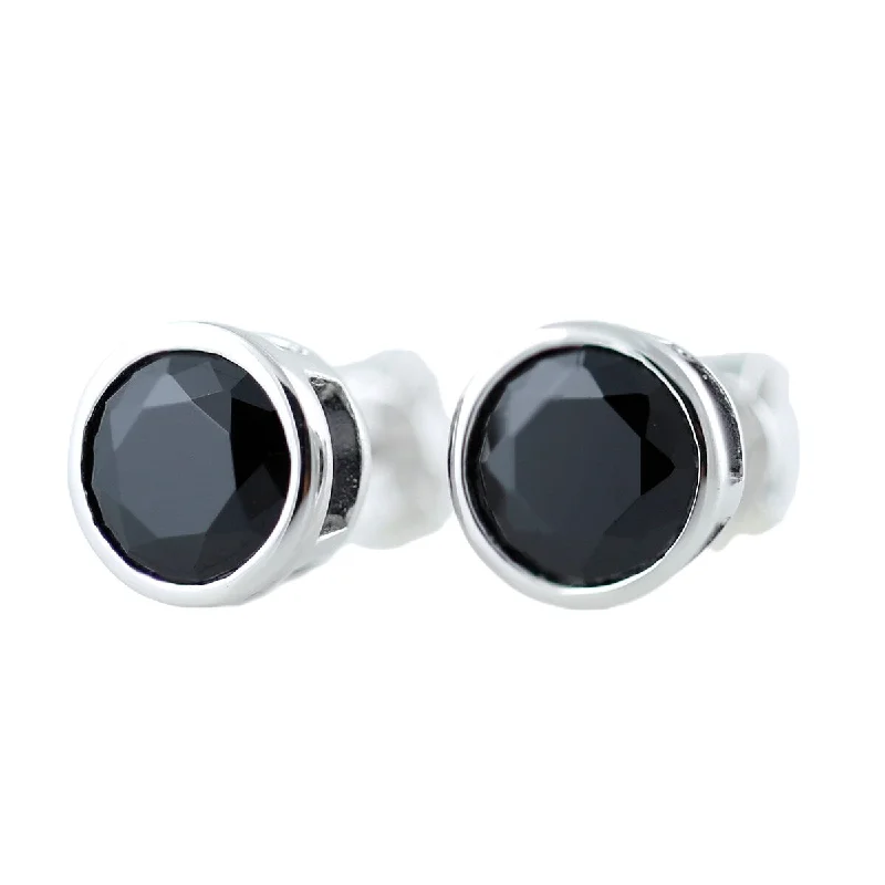 925 Sterling Silver Black Spinel Stud Earrings