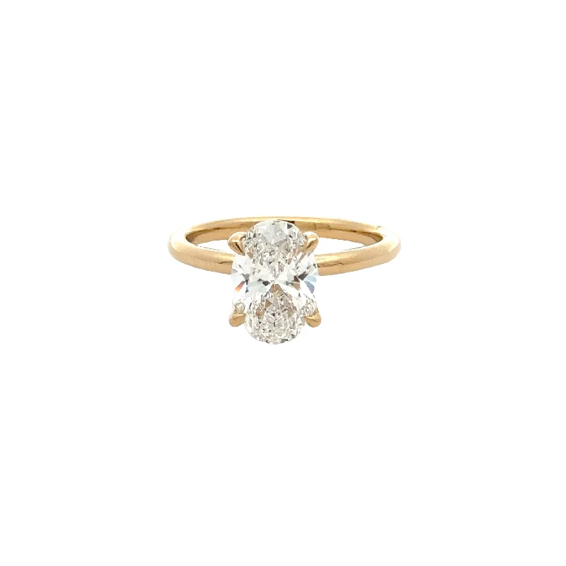 Yellow 14 Karat Solitaire Round Cut Lab Grown Diamonds Engagement Ring