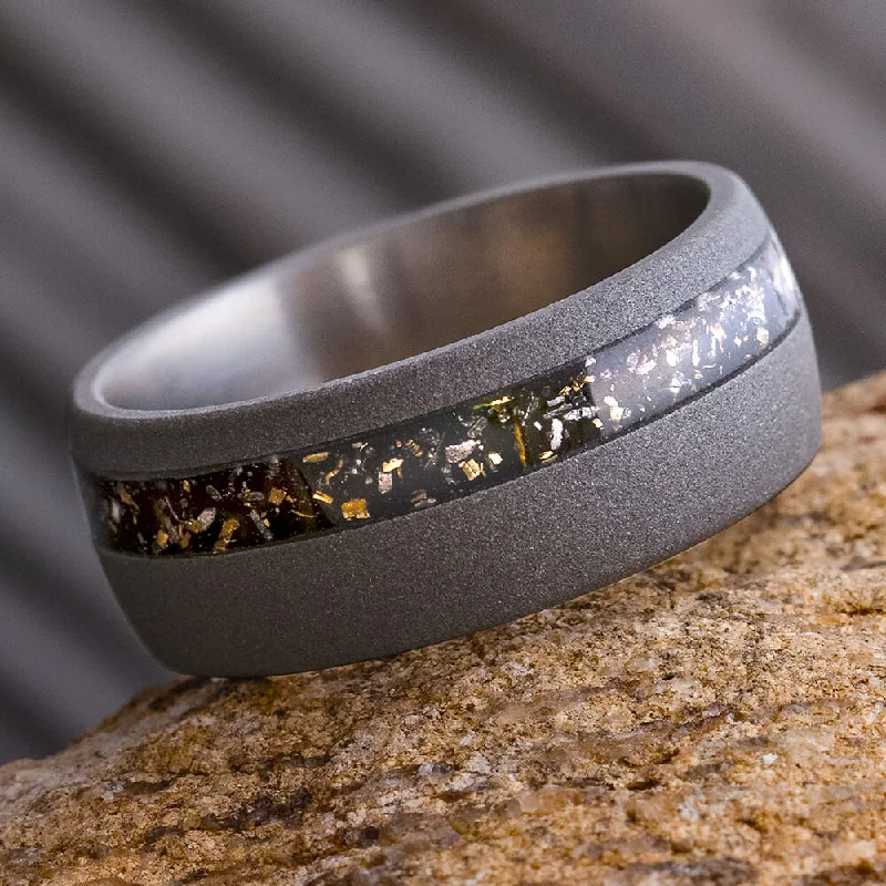 Black Stardust™ Wedding Band in Sandblasted Titanium