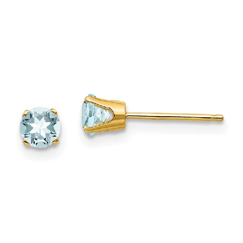 14k Yellow Gold March Gemstone Stud Earrings (L-4 mm, W-4 mm)