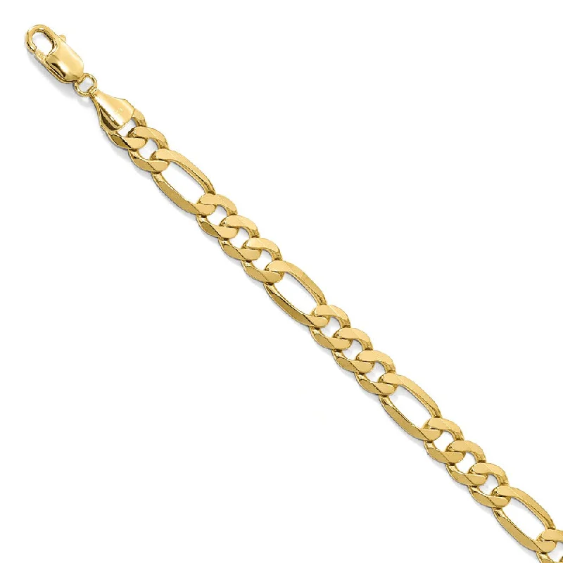 8.75mm 14k Yellow Gold Flat Figaro Chain Bracelet