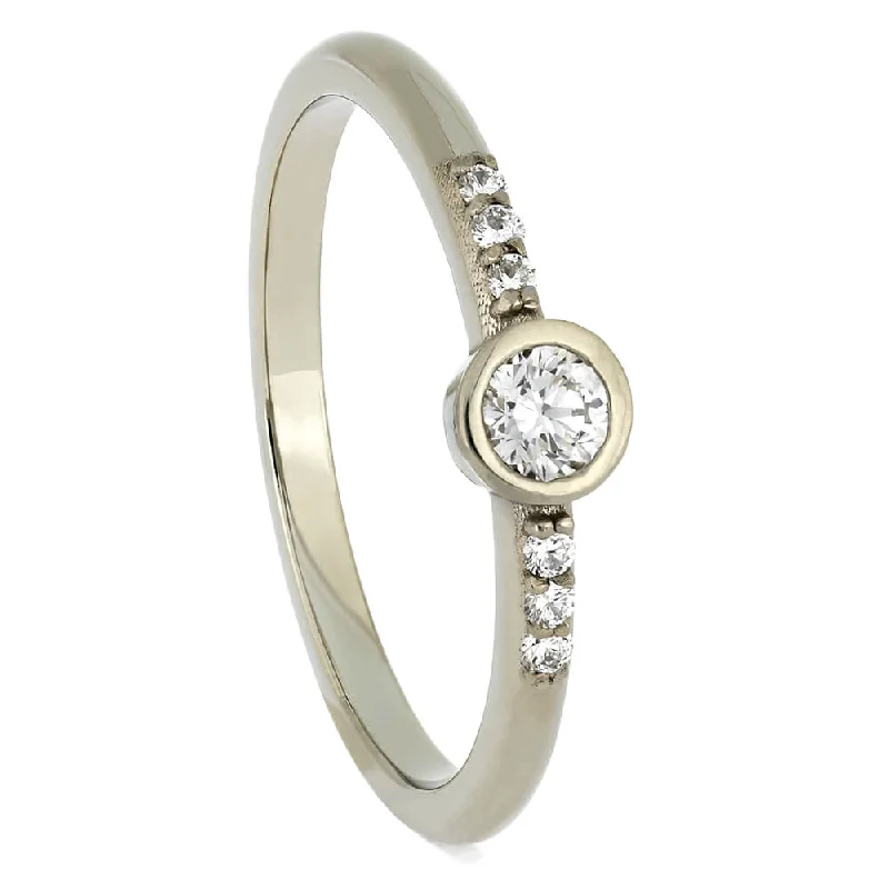 Polished Gold Engagement Ring with a Solitaire Diamond